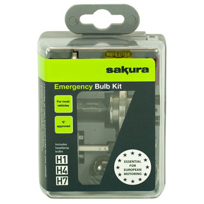 Sakura Essential Emergency Car Spares Bulb H1 H4 H7 Kit from B&Q
