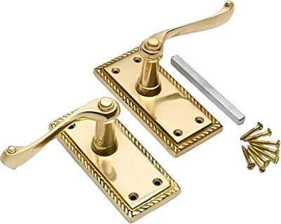 Golden Grace Georgian Privacy Latch Internal Handle Polished Brass Finish from B&Q