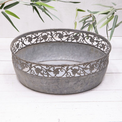 Annibells Galvanised Metal Lattice Oval Flower Pot (14881)Large from B&Q