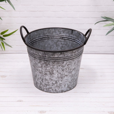 Annibells Round Galvanised Metal Bucket Planters (7181)Medium from B&Q