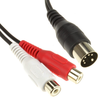 Kenable 5 Pin Din Male Plug To Twin Rca Phono Sockets Adapter Cable 1.2M Medium B&Q