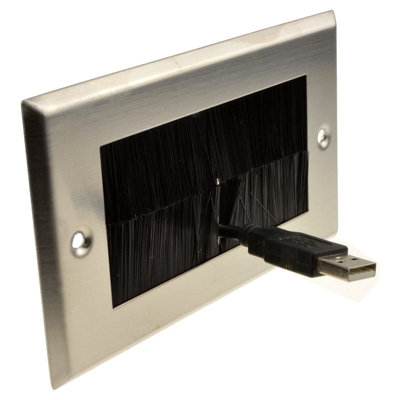 Kenable Steel Cable Entry Exit Brush Faceplate For Wall Outlet Uk Double Gang from B&Q