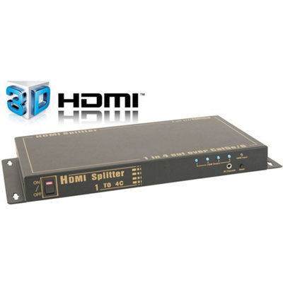 Kenable Hdmi Distribution Splitter Extender Over Rj45 1 Input To 4 Outputs 3D from B&Q
