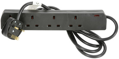 Netagon Mercury 13A 4 Gang 2M Uk Extension Lead- Black from B&Q