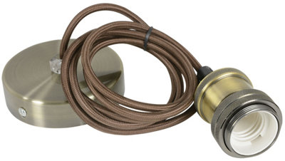Netagon Modern Retro Vintage Industrial Pendant Ceiling Light LampAntique Brass from B&Q