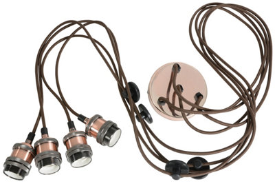 Netagon Modern Retro Industrial Pendant E27 Ceiling Light Lamp ClusterAntique Copper from B&Q