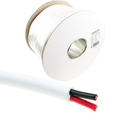 Kenable 100V Heavy Duty Twin Core Speaker Cable 2X45X0.18mm 15A White 100M from B&Q