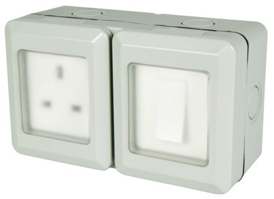 Mercury Weatherproof Outdoor Single Switch And Socket With Pvc Covers from B&Q