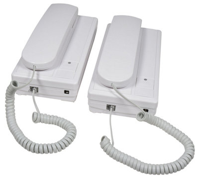Mercury Intercom System 2 Way Station Audio Phone Call Telephone Receivers For Door Entry Battery PoweredWhite from B&Q