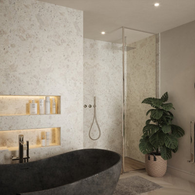 Nuance By Bushboard Bathroom & Wet Room Decorative Panel BoardLight Terrazzo 2420 X 1200 X 10mm Pf/t&g from B&Q
