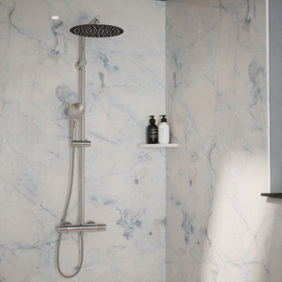 Nuance By Bushboard Bathroom & Wet Room Decorative Panel BoardWhite Onyx 2420 X 600 X 10mm T&g from B&Q