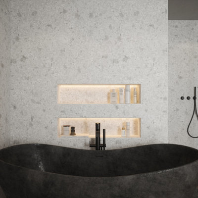 Nuance By Bushboard Bathroom & Wet Room Decorative Panel BoardTerrazzo White 2420 X 580 X 10mm Dpf from B&Q