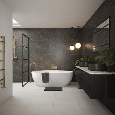 Nuance By Bushboard Bathroom & Wet Room Decorative Panel BoardBasalt 2420 X 1200 X 10mm T&g from B&Q
