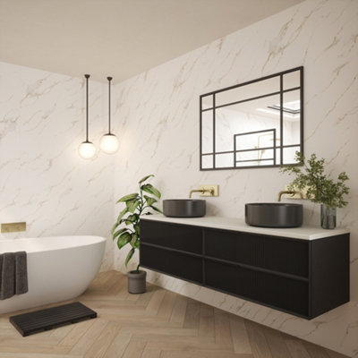 Nuance By Bushboard Bathroom & Wet Room Decorative Panel BoardBianco Carrara 2420 X 1200 X 10mm T&g from B&Q