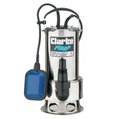 Clarke PVP11A 1½"" 1100W 258Lpm 11m Head Submersible Stainless Steel Dirty Water - Image 3