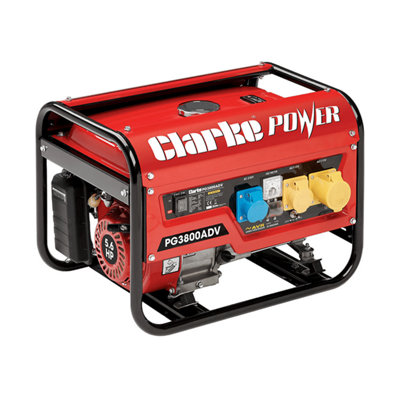Clarke International Clarke Pg3800Adv Euro5 3Kva Open Frame Dual Voltage (230/110V) Petrol Generator from B&Q