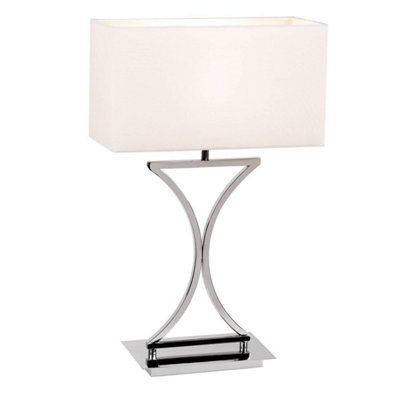 Luminosa Lighting Luminosa Epalle Table Lamp ChromeWhite Tc FabricE14 from B&Q