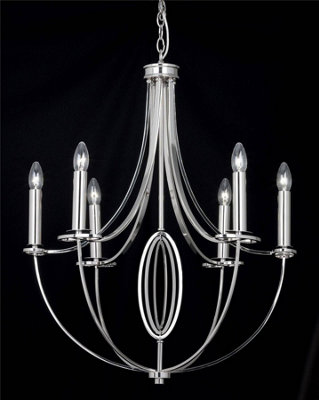 Luminosa Lighting Luminosa Whistle 6 Light Multi Arm Ceiling Pendant Polished NickelE14 from B&Q