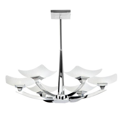 Luminosa Lighting Luminosa Ayres 6 Light Semi Flush Multi Arm Ceiling Light ChromeSavon Effect GlassG9 from B&Q