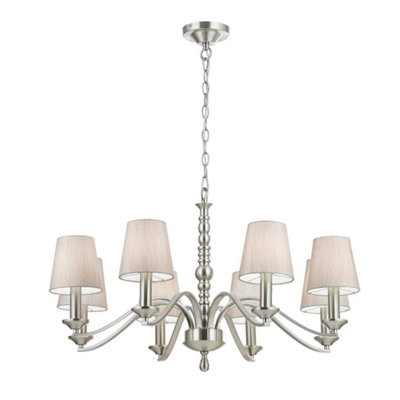 B&Q -  Luminosa Astaire 8 Light Multi Arm Chandelier Satin Nickel FinishE14