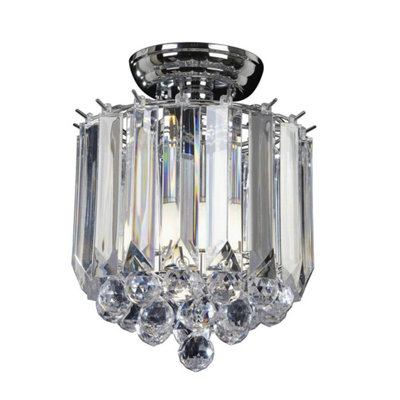 Luminosa Ing Luminosa Fargo 2 Flush Ceiling Chrome, Clear Acrylic, E14 Light