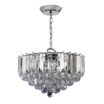 Luminosa Ing Luminosa Fargo 3 Ceiling Pendant Chrome, Clear Acrylic, E14 Light