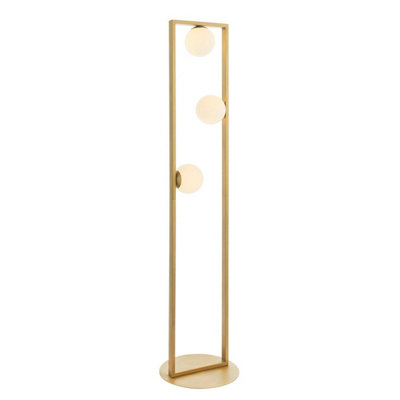 Luminosa Lighting Luminosa Teo Multi Arm Floor Lamp Brushed Gold FinishGloss Opal Glass3X G9 from B&Q