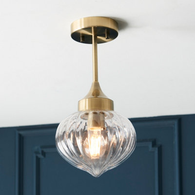 Anson Lighting Pendalton Antique Brass  1 Light Semi Flush from B&Q