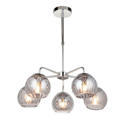 B&Q -  Luminosa Dimple Multi Arm Glass Pendant Ceiling LampChrome PlateSmoked Mirror Glass