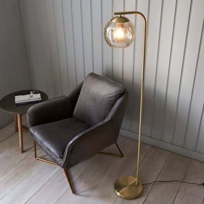 Anson Lighting Devante Gold Effect And Champagne Lustre Dimple Shade Modern 1 Light Floor Light from B&Q