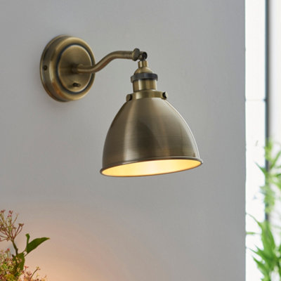 Anson Lighting Sturton Antique Brass Modern Industrial 1 Light Wall Light from B&Q