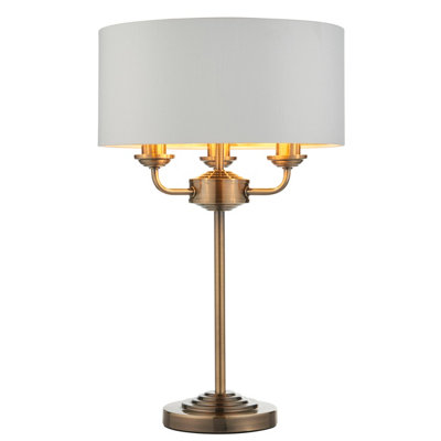 Anson Lighting Haywood Antique Brass With Vintage Faux Silk Shade Classic Modern 1 Table White/Light