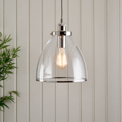 Pagazzi Lighting Pagazzi Brunswick Polished Nickel And Glass Ceiling Pendant from B&Q