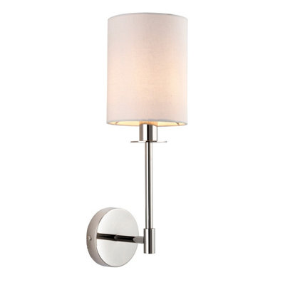 Luminosa Lighting Luminosa Sancerre Wall Lamp With Shade Bright Nickel PlateVintage White Fabric1X E14 from B&Q