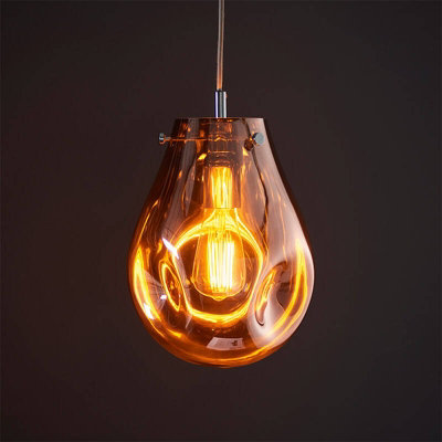 Luxia Giselle Glass Ceiling Pendant Light Copper from B&Q