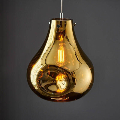 Luxia Giselle Glass Large Ceiling Pendant Light Gold from B&Q