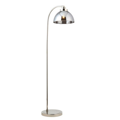 Luminosa Lighting Luminosa Caspa Task Floor LampBright Nickel PlateMirrored Glass from B&Q