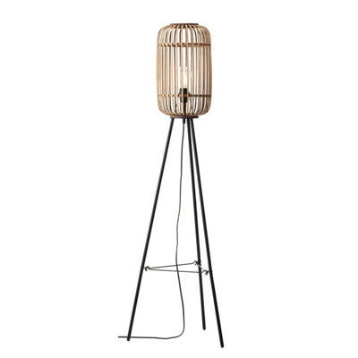 Luminosa Lighting Luminosa Mathias Base & Shade Floor LampNatural BambooPlywoodMatt Black Paint from B&Q