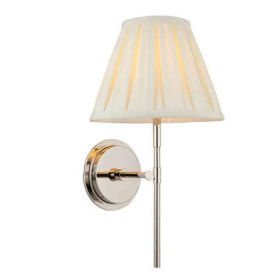 Luminosa Lighting Luminosa Rennes & Carla Wall Lamp With Shade Bright Nickel Plate & Cream Fabric from B&Q