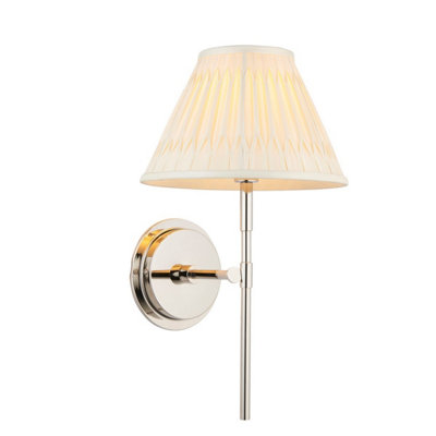 Luminosa Lighting Luminosa Rennes & Chatsworth Wall Lamp With Shade Bright Nickel Plate & Ivory Silk from B&Q