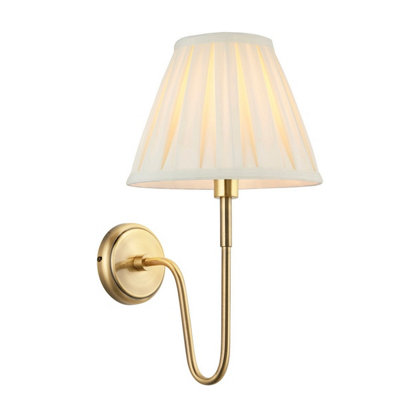 Luminosa Lighting Luminosa Rouen & Carla Wall Lamp With Shade Antique Brass Plate & Cream Fabric from B&Q