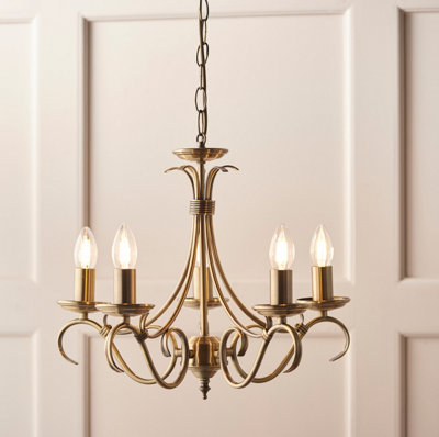 Anson Lighting Borka 5Lt Pendant Light Finished In Antique Brass Plate from B&Q