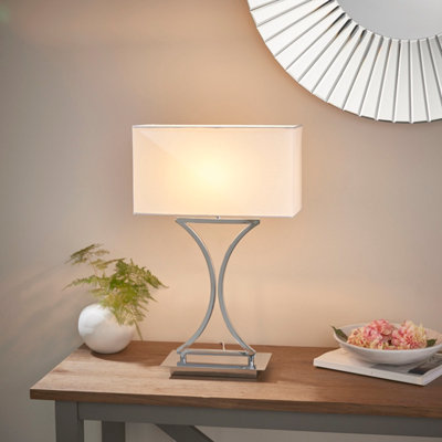Anson Lighting Virginia Table Light Finished In Chrome Plate And White Fabric from B&Q
