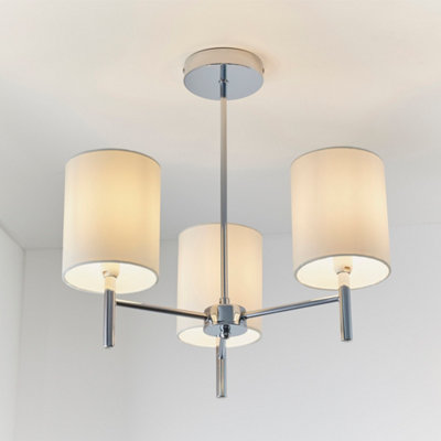 Anson Lighting Phoenix 3Lt Semi Flush Light Finished In Chrome Plate And Vintage White Fabric from B&Q