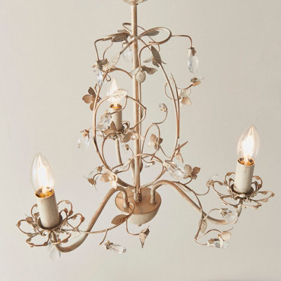 Anson Lighting Tacoma 3Lt Pendant Light Finished In Cream/br Gold Paint And Clear/pearl Acrylic from B&Q