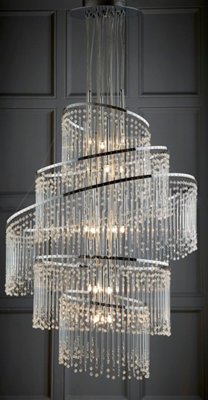 B&Q -  Caril 24Lt Pendant Light Finished In Chrome Plate And Clear Glass