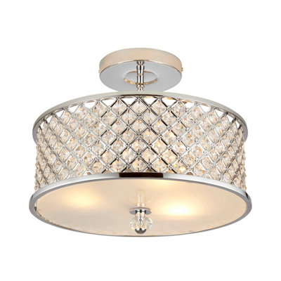 Anson Lighting Stockton 3Lt Flush Light In Chrome Plate And Clear Crystal from B&Q