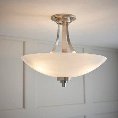 Anson Lighting Ellscott 3Lt Flush Light Finished In Satin Chrome Plate And White Glass from B&Q