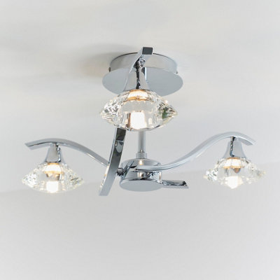 Anson Lighting Worland 3Lt Semi Flush Light Finished In Chrome Plate And Clear Crystal from B&Q
