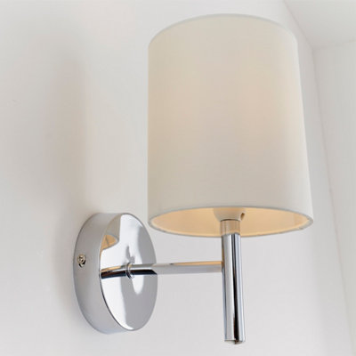 Anson Lighting Phoenix Wall Light Finished In Chrome Plate And Vintage White Fabric from B&Q